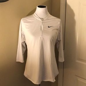 White Nike Three Quarter Half Zip DRIFIT